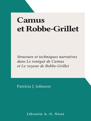 cover image of Camus et Robbe-Grillet